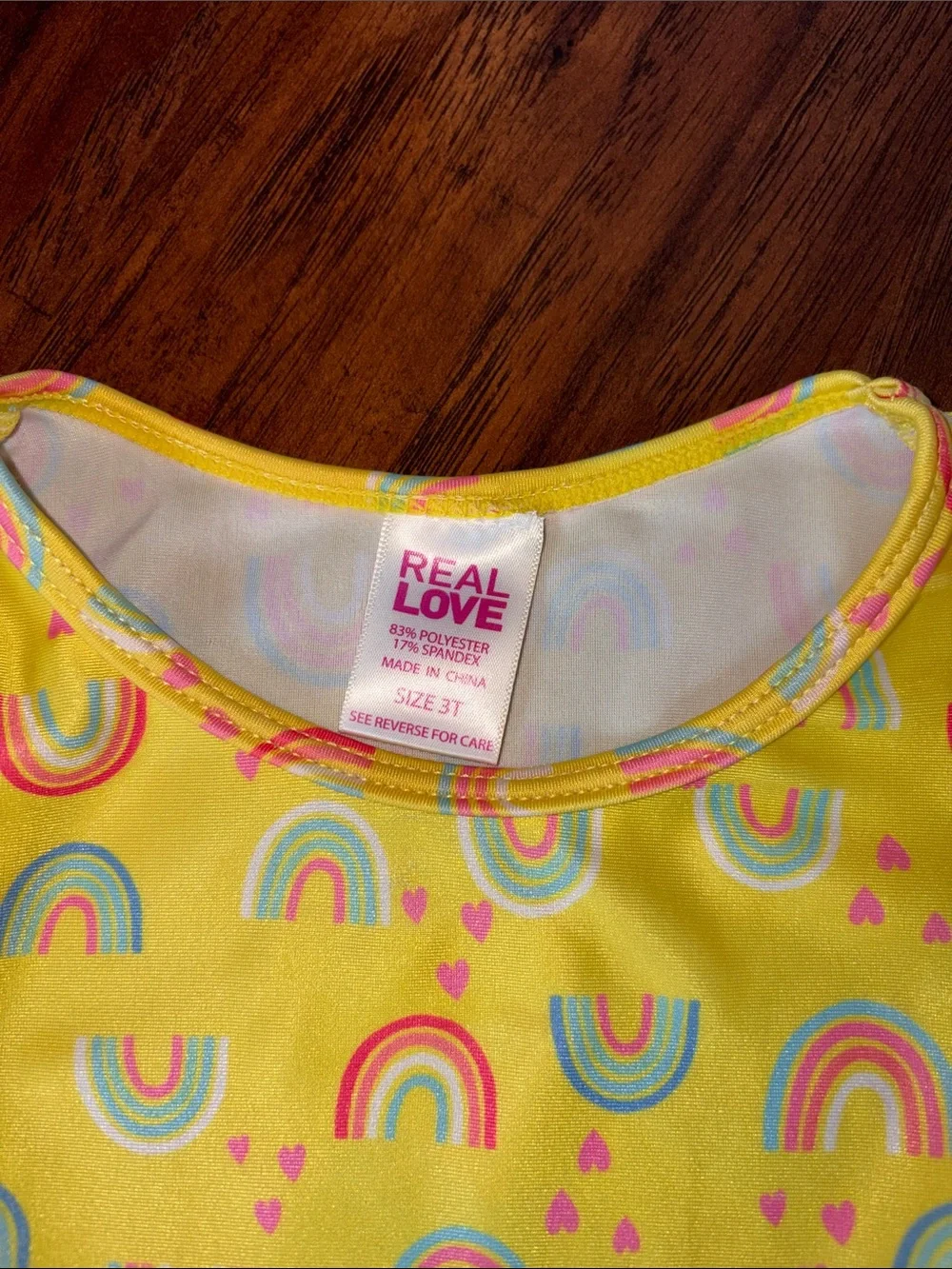 Real Love Yellow Rainbow Tie-Front Swim Shirt 3T